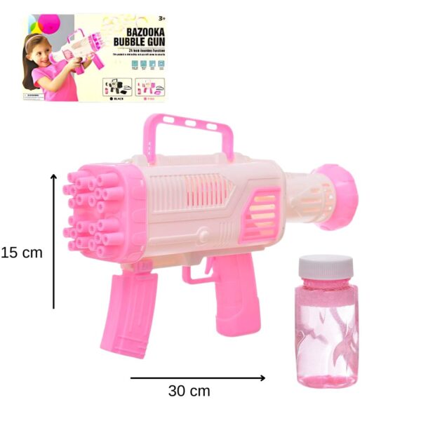 PISTOLA DE BURBUJAS BAZOOKA ROSADA