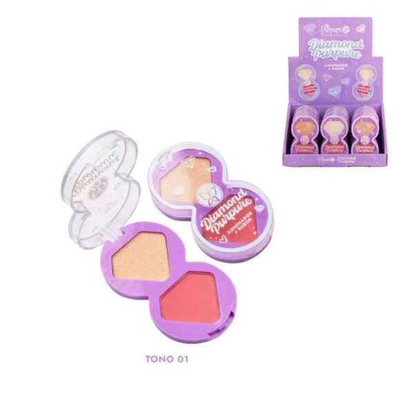 ILUMINADOR + RUBOR DIAMOND PURPURE TONO 01