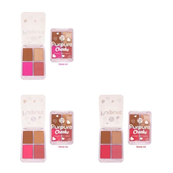 PALETA PURPURE CHEEKS (ILUMINADOR-CONTORNO-RUBOR)