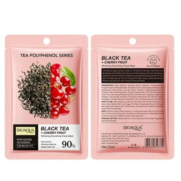 MASCARILLA EN VELO BIOAQUA TE NEGRO + CEREZA